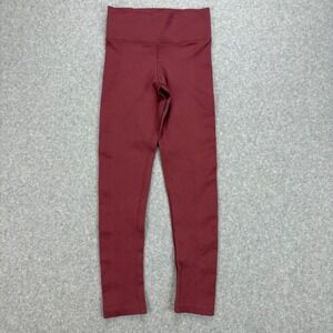 Athleta Ribbed Leggings Girls L Maroon High Rise Seamless Tight Stretch NWOT